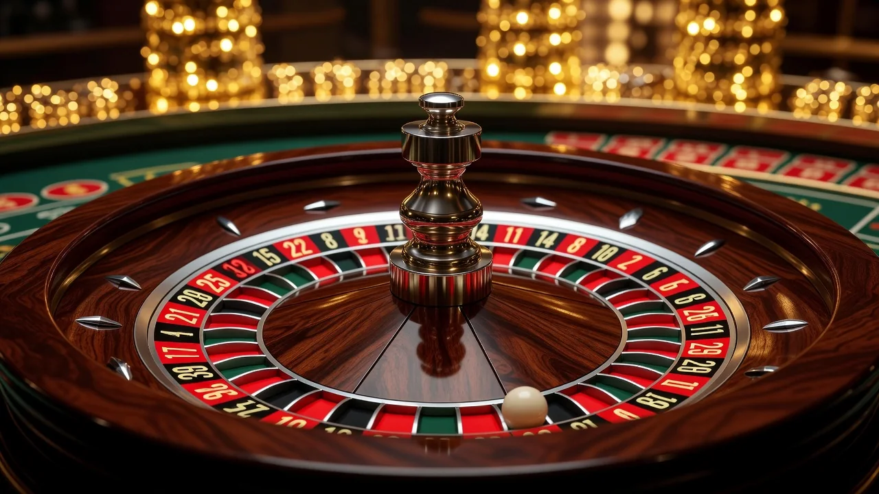Cassino ao vivo na Mostbet: roleta e blackjack com dealer real Roleta de cassino em close com luzes douradas ao fundo