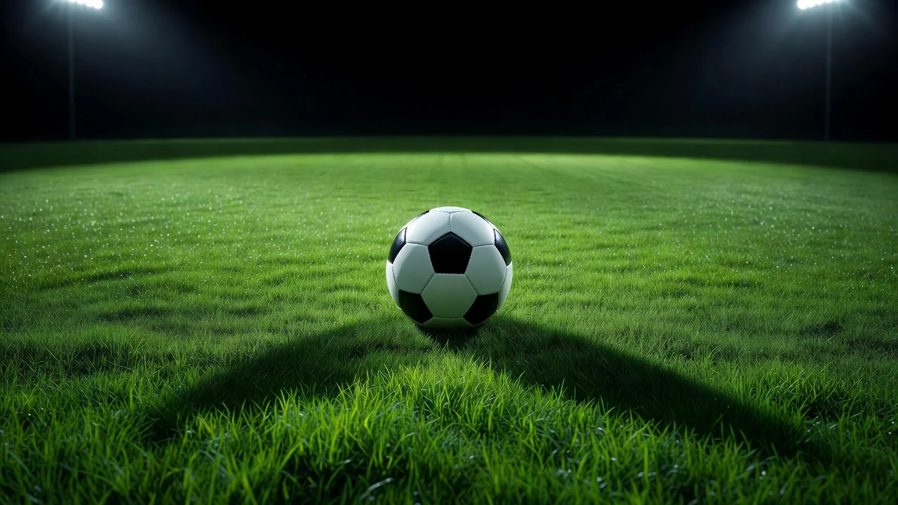 Mostbet apostas esportivas: futebol, UFC e mercados Bola de futebol em grama iluminada por refletores à noite