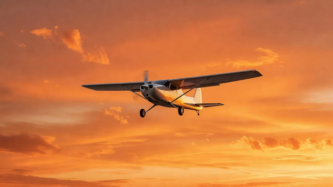 Mostbet Aviator: como jogar o jogo do aviãozinho Avião pequeno de hélice cruzando céu alaranjado de fim de tarde